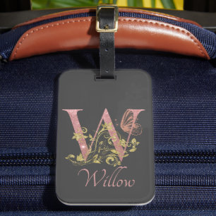 Rosa Glitzer Blumenschreiben W Gepäckanhänger