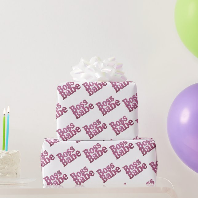 Rosa Glitzer Boss Babe Geschenkpapier (Partygeschenke)