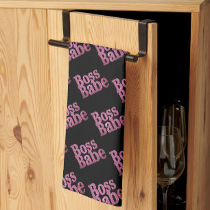 Rosa Glitzer Boss Babe Geschirrtuch