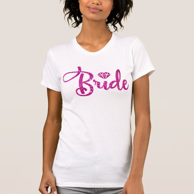Rosa Glitzer Braut Brautparty Party Hochzeit T-Shirt (Vorderseite)