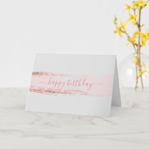 Rosa Glitzer Brushstroke Geburtstag Karte