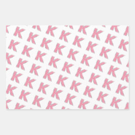 Rosa Glitzer Buchstabe K Geschenkpapier Set