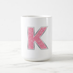 Rosa Glitzer Buchstabe K Kaffeetasse