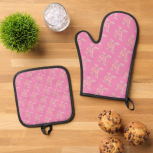Rosa Glitzer Buchstabe K Ofenhandschuh & Topflappen-Set