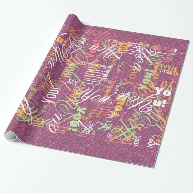 Rosa Glitzer Chevrons Strick Muster drucken Geschenkpapier (Ungerollt)