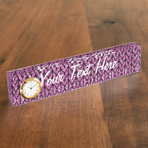 Rosa Glitzer Chevrons Strick Muster drucken Namensplakette