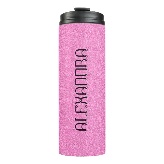 Rosa Glitzer Chic Muster Mame Personalisiert Thermosbecher (Vorderseite)