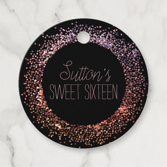 Rosa Glitzer Circle Geschenkanhänger (Vorderseite)