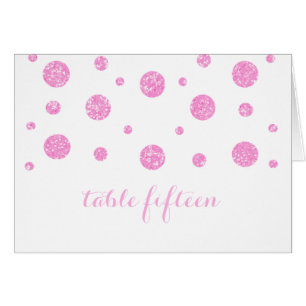 Rosa Glitzer Confetti Tischnummer Card