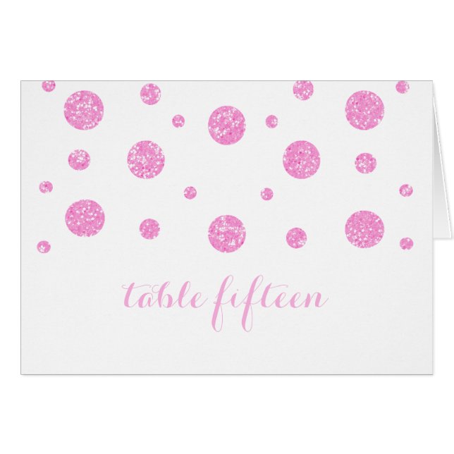 Rosa Glitzer Confetti Tischnummer Card (Vorderseite (Horizontal))