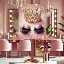 Rosa Glitzer Crown Eyelash Salon Acrylschild