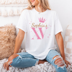 Rosa Glitzer Crown Mis Quince XV Quinceanera Party T-Shirt