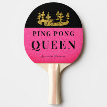 Rosa Glitzer Crown Table Tennis Queen Glam Custom