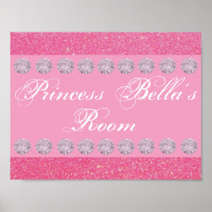 Rosa Glitzer Diamond Princess Zimmer Personalisier Poster
