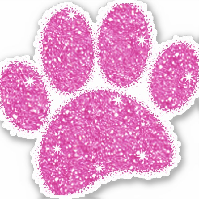 Rosa Glitzer Dog Pawprint Aufkleber (Vorderseite)