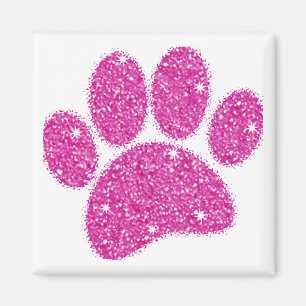 Rosa Glitzer Dog Pawprint Magnet
