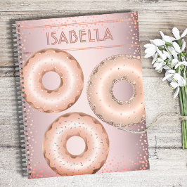 Rosa Glitzer Donuts Moderner Trendname Notizbuch