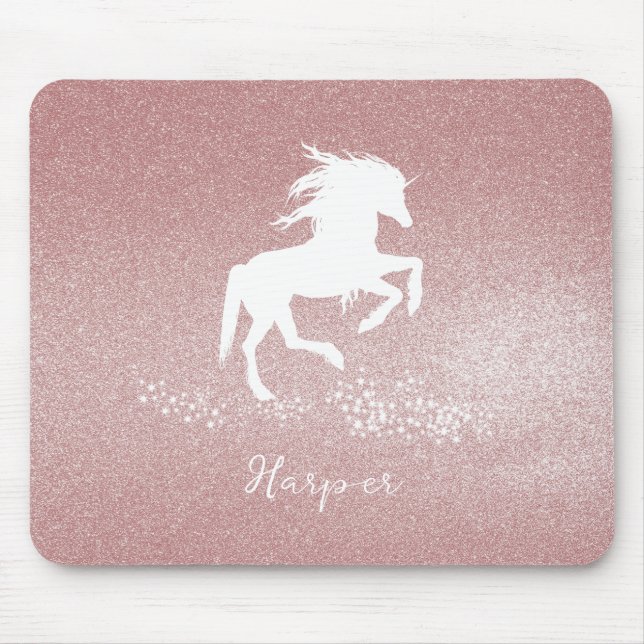 Rosa Glitzer Einhorn-Maus-Pad Mousepad (Vorne)