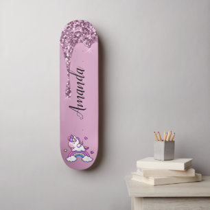 Rosa Glitzer Einhorn Skateboard