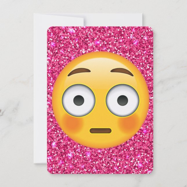 Rosa Glitzer Emoji Einladung (Vorderseite)