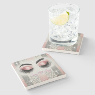 Rosa Glitzer Eyelashes Steinuntersetzer