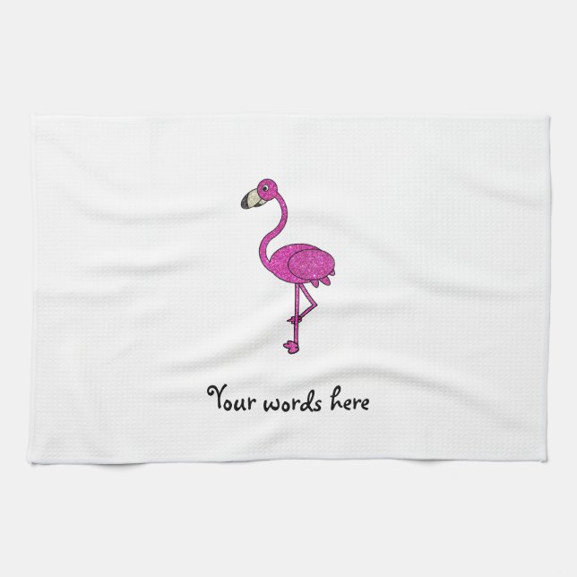 Rosa Glitzer Flamingo Küchentuch (Horizontal)