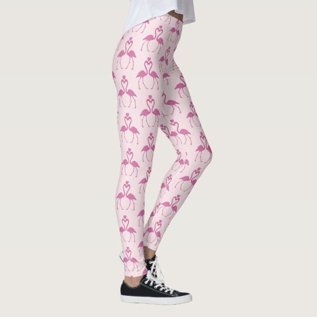 Rosa Glitzer Flamingo Valentine's Day Leggings (Rechts)