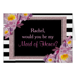 Rosa Glitzer Floral werden Sie meine Trauzeugin se