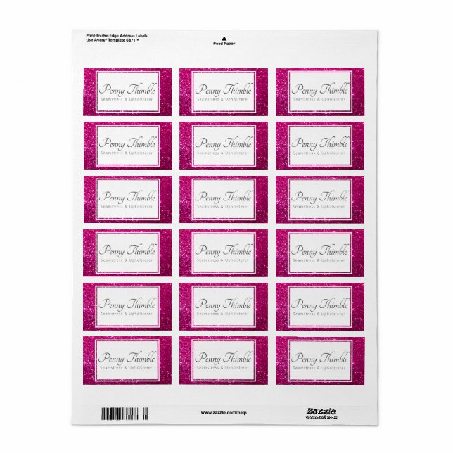 Rosa Glitzer funkeln personalisiert Adressaufkleber (Vorne)