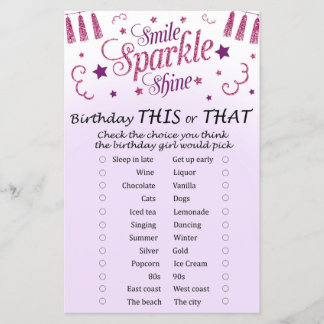 Rosa Glitzer Geburtstag Dieses oder jenes Spiel