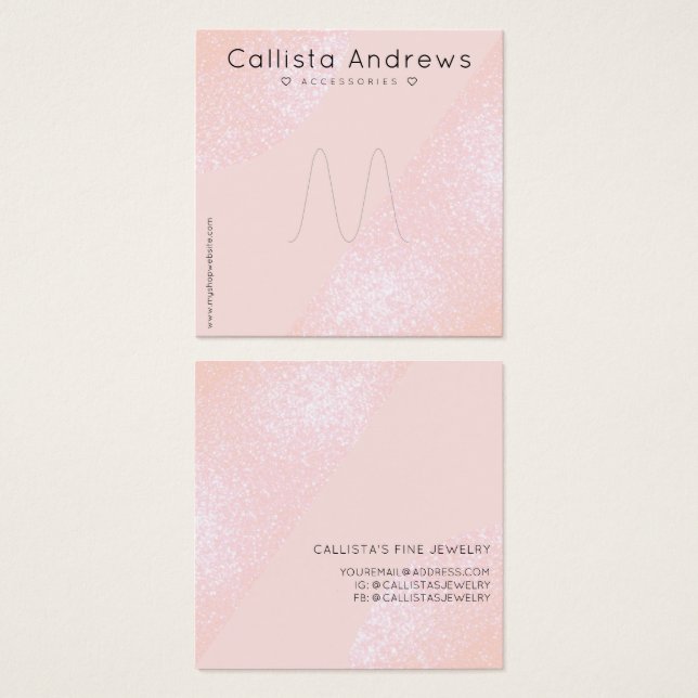 Rosa Glitzer Geo Herzring Display (Vorne & Hinten)