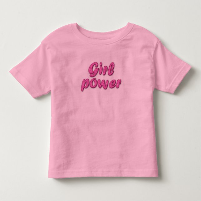 Rosa Glitzer "Girl Power" Kleinkind T - Shirt (Vorderseite)