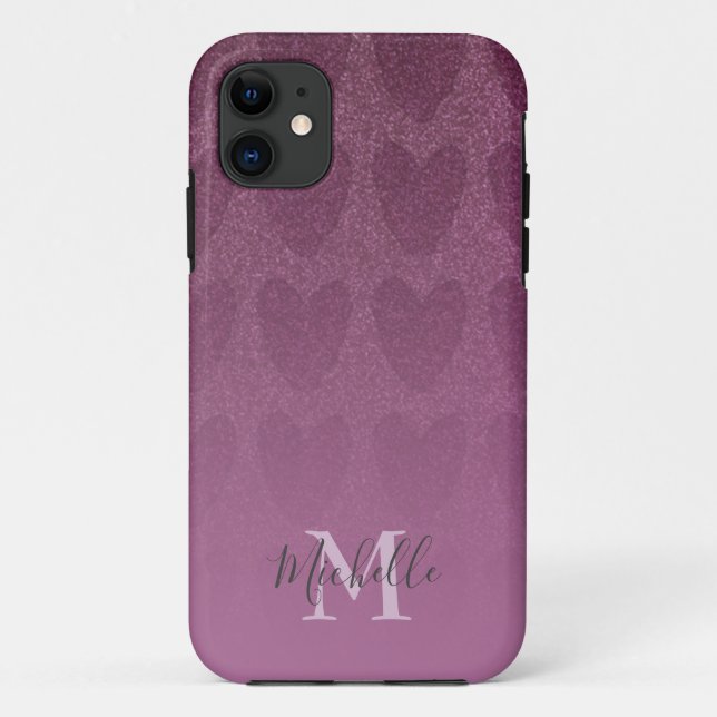 Rosa Glitzer Girly Monogram Case-Mate iPhone Hülle (Rückseite)