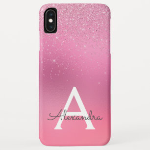 Rosa Glitzer-Girly Schein-Glitzer-Monogramm Case-Mate iPhone Hülle