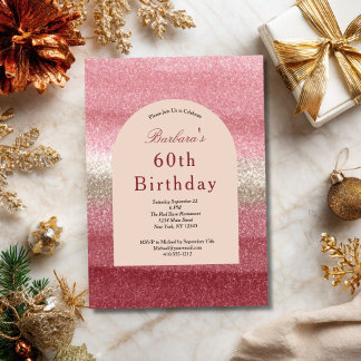 Rosa Glitzer Glam Bling Sparkle 60. Geburtstag Einladung