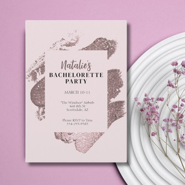 Rosa Glitzer Glam Junggeselinnen-Abschied Einladun Einladung (Von Creator hochgeladen)