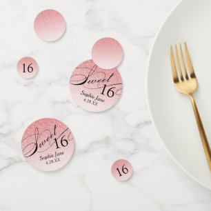 Rosa Glitzer Glam Personalisiert Sweet 16 Confetti Konfetti