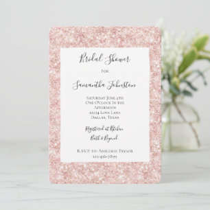 Rosa Glitzer Glamour Brautparty Einladung