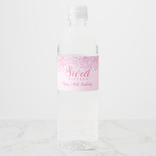 Rosa Glitzer, glänzende Süße 16 Wasser Flasche Eti Wasserflaschenetikett
