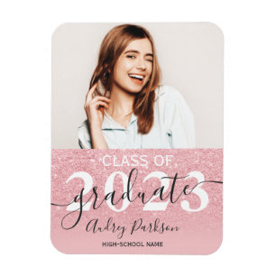 Rosa Glitzer Glitzern ombre Foto Abschluss Magnet