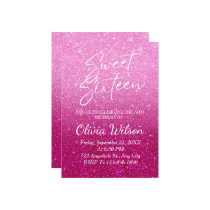Rosa Glitzer Glitzern Ombre Sweet 16 Einladung