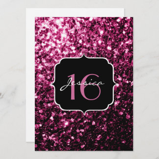 Rosa Glitzer Glitzern Sweet 16 Einladung