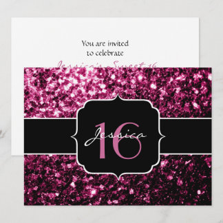 Rosa Glitzer Glitzern Sweet 16 Einladung
