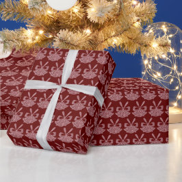 Rosa Glitzer Glocken auf dem Red Holiday Wrapping Geschenkpapier
