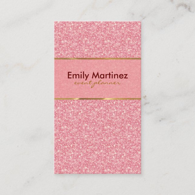 Rosa Glitzer Gold Akzente Visitenkarte (Vorderseite)