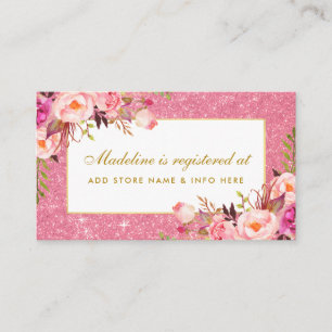 Rosa Glitzer-Goldduschen-Register-Einsatz-Karte Begleitkarte