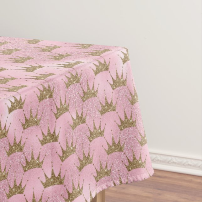 Rosa Glitzer Goldene Krone Tischdecke (Beispiel)
