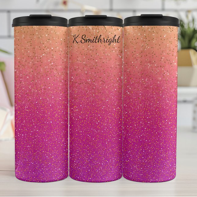 Rosa Glitzer Gradient Sparkle Textur Thermosbecher (Von Creator hochgeladen)