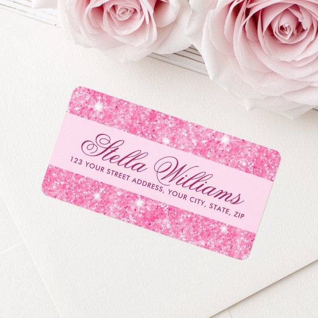 Rosa Glitzer Gürtelgürtel Rücksendeadresse Adressaufkleber (Pink glitter girly glam return address label)