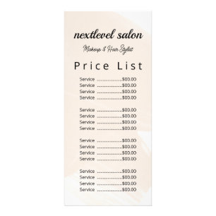 Rosa Glitzer Haar & Makeup Salon Preisliste Templa Werbekarte